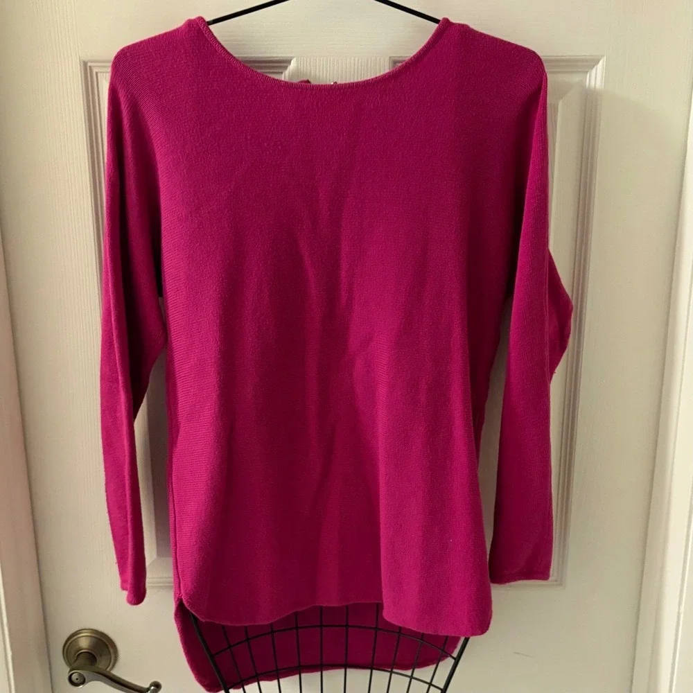 Michael Michael Kors Women's M Pink Long Knit Sweater Gold Half Zip Pullover